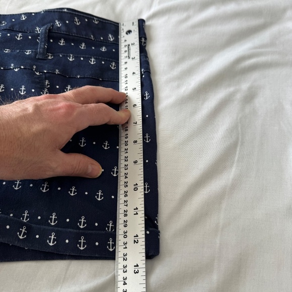 NOBO Women's 17 Mid-Rise Nautical Theme Shorts Navy Blue Allover Anchor‎ Stretch - Picture 11 of 12